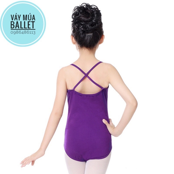 Áo tập múa 2 dây chéo (tím, xanh, hồng, đen)