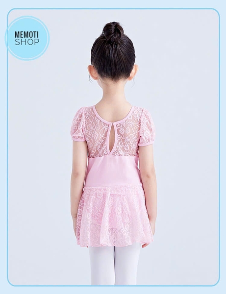 Váy tập múa phối ren tay bồng (hồng, xanh, đen)