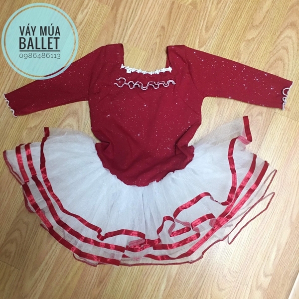 Váy múa bèo cổ tay lỡ phối màu 5 tầng