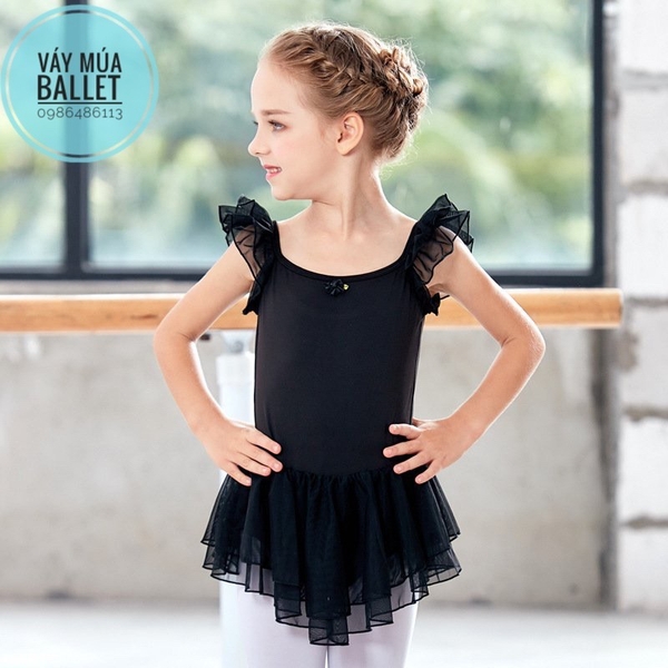Váy tập múa tiên voan 2 tầng (hồng, xanh, tím, đen)