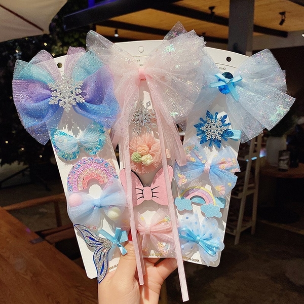 Set kẹp tóc nơ công chúa