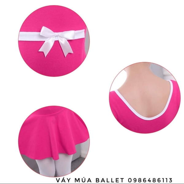 Váy tập múa cotton nơ dài tay 2 màu