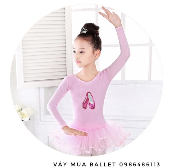 Váy múa kimsa giày đen dài tay