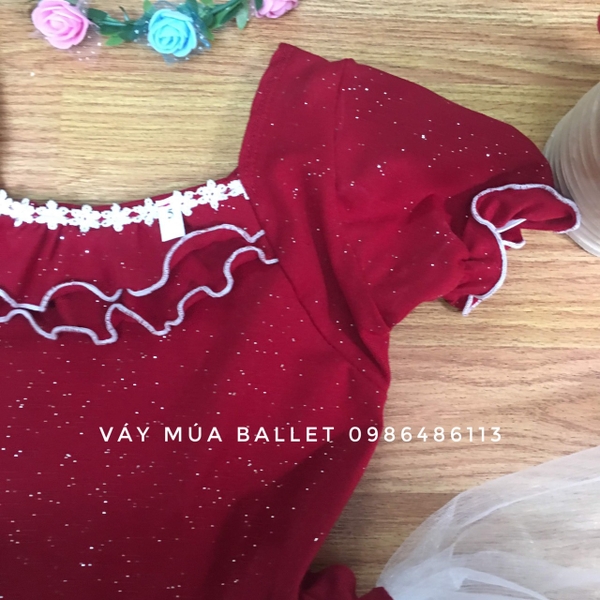 Váy múa bèo cổ tay bồng phối màu 5 tầng