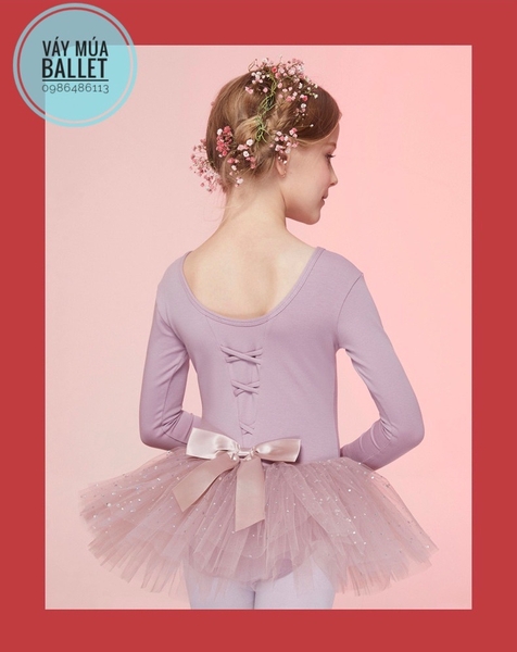 Váy múa đan lưng sao dài E (hồng, nâu, đỏ)