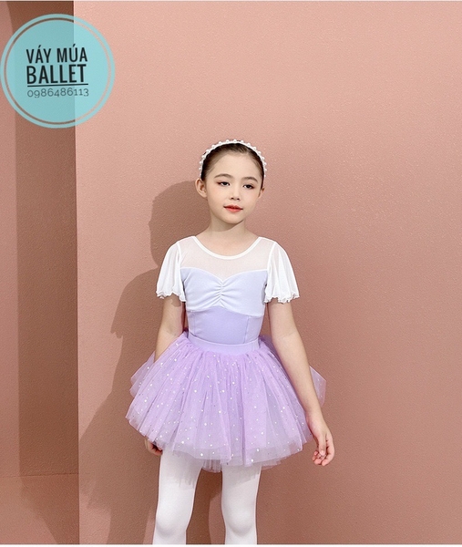 Set áo váy múa tiên đáp ngực sao tím