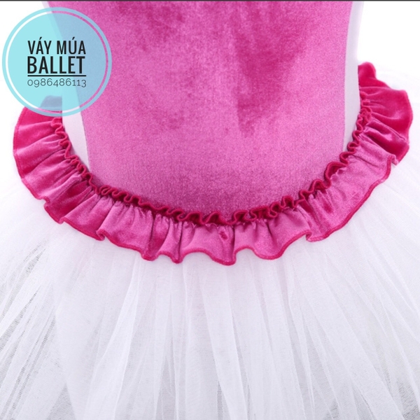 Váy múa phối nhung bèo hồng