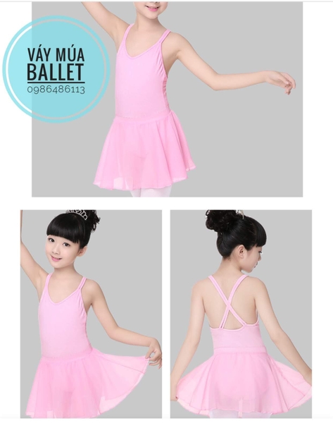 Set áo váy tập múa 2 dây đan chéo (hồng, xanh, đậm)