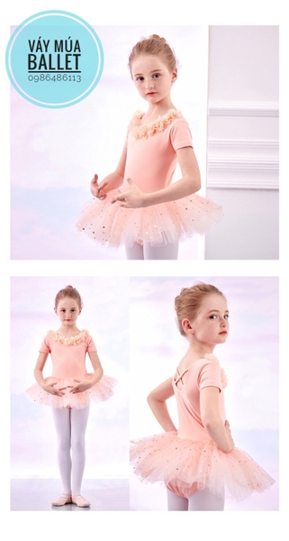 Váy múa hoa cổ sao ngắn (nude, hồng, xanh, tím)