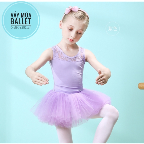 Váy múa voan mềm phối ren ba lỗ