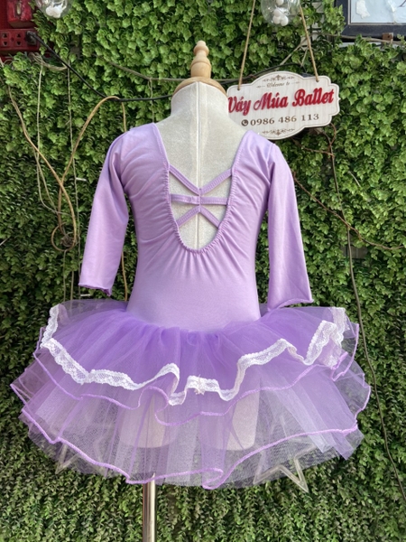 Váy múa đan lưng tay lỡ tím