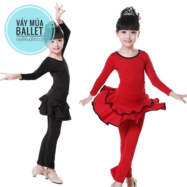 Bộ khiêu vũ dance thun 2 tầng dài tay