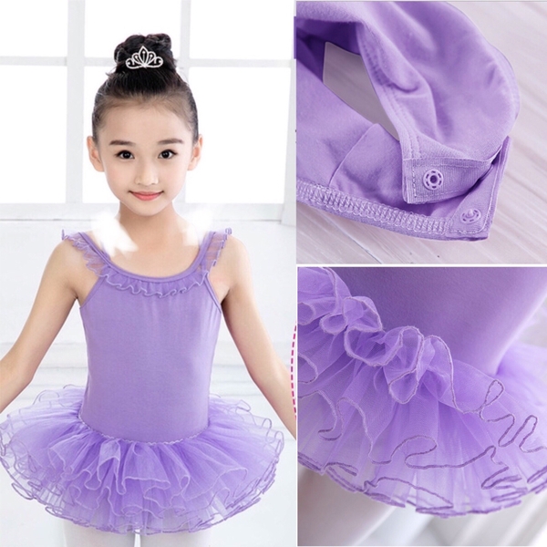 Set áo váy múa 2 dây tím