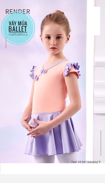Váy tập múa cổ tàu cài chéo tiên ngắn (hồng, tím, vàng)