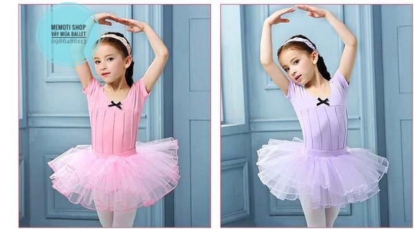 Set váy múa gân nơ đen ngắn