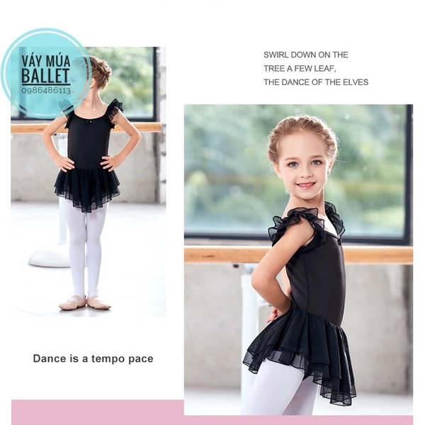 Váy tập múa tiên voan 2 tầng (hồng, xanh, tím, đen)