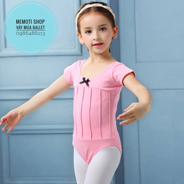 Set váy múa gân nơ đen ngắn