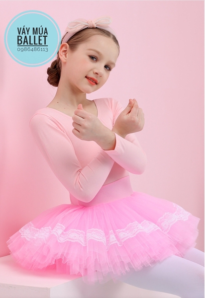 Váy múa viền ren dài tay