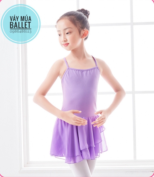 Váy tập múa 2 dây voan chéo (nhiều màu)