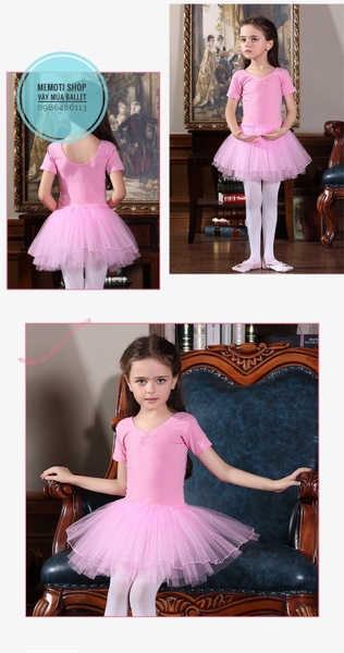 Váy múa ballet ngắn tay (hồng, tím, trắng, đậm)