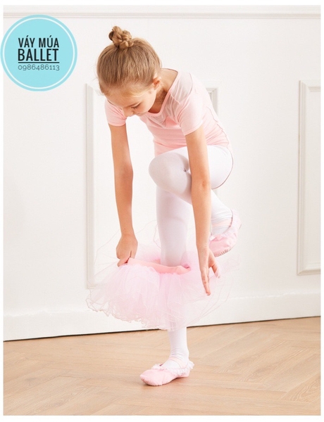 Set áo váy múa V lưng tay ngắn (tím, hồng, xanh)