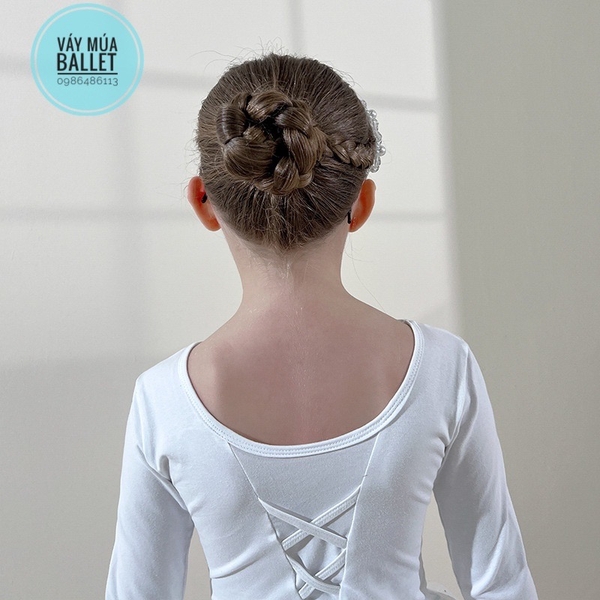 Váy múa đan lưng sao dài trắng