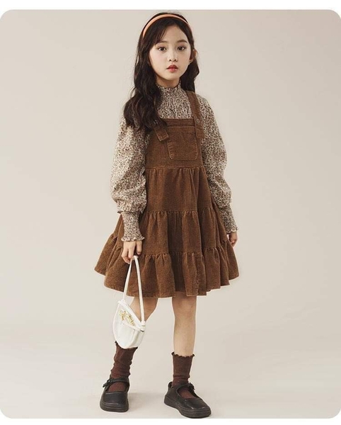 Set váy hoa nhí phối nhung tăm s160