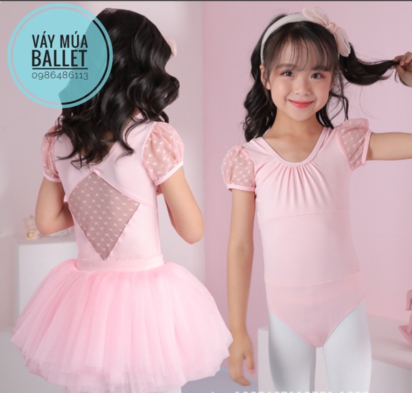Set áo váy múa phối ren tay lưng