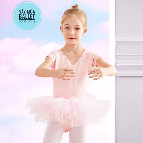 Set áo váy múa vạt chéo lưng ngắn