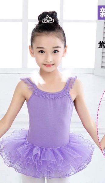 Set áo váy múa 2 dây tím
