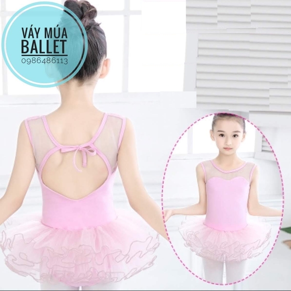 Set áo váy múa cutout lưng buộc nơ (2 màu)