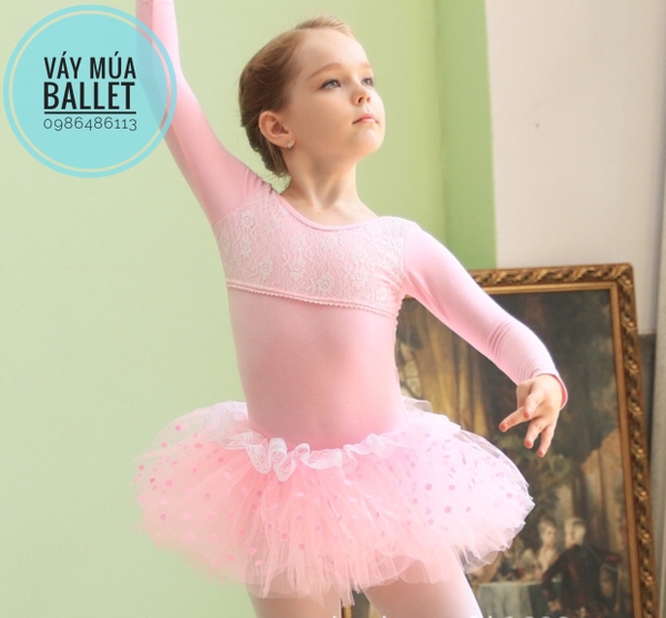 Váy múa ren ngực bèo dài tay