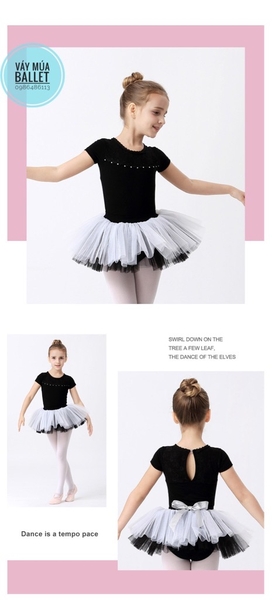 Set áo váy múa ren ngực giọt lệ tay ngắn (xanh, tím, đen, hồng)