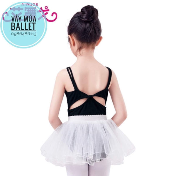 Set áo váy múa 2 dây kép đen trắng