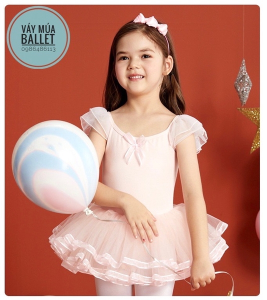 Váy múa tiên nơ viền new (tím, xanh, hồng)