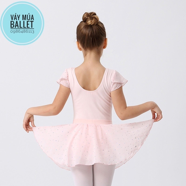 Set áo váy tập múa tay búp sao (tím, xanh, hồng)