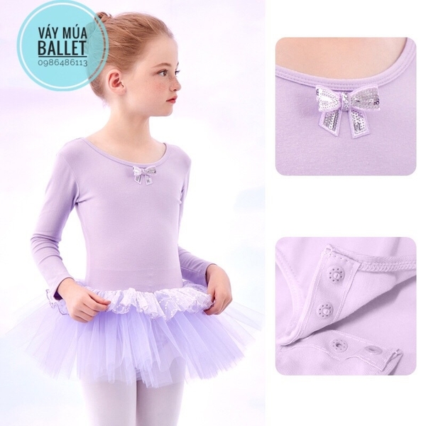 Váy múa nơ bèo lấp lánh dài (nhiều màu)