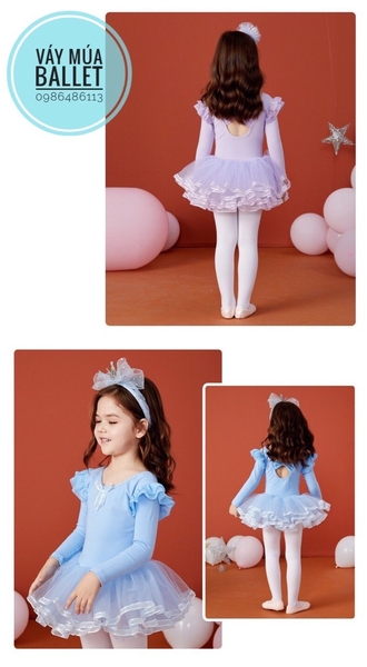 Váy múa tiên viền dài new (hồng, tím, xanh)