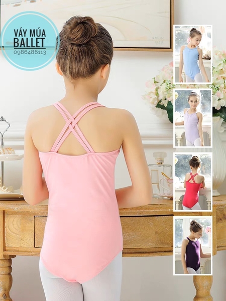 Áo tập múa dây kép đan lưng (tím, xanh, hồng, đen)