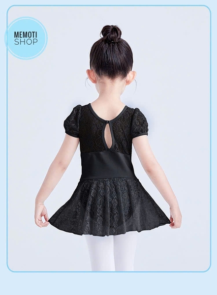 Váy tập múa phối ren tay bồng (hồng, xanh, đen)