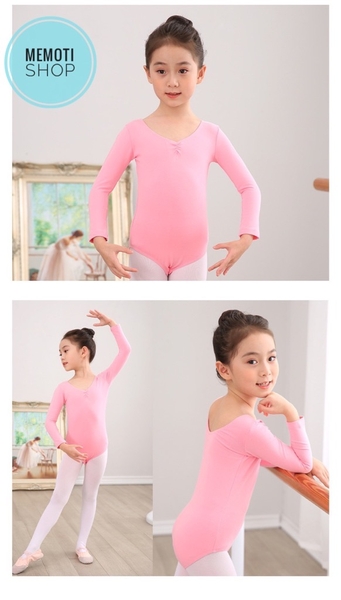 Áo tập múa basic dài tay (tím, hồng)