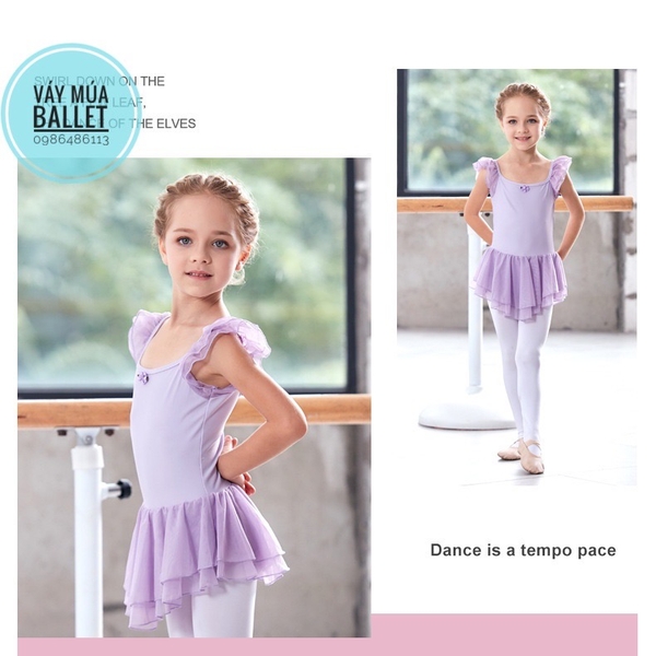 Váy tập múa tiên voan 2 tầng (hồng, xanh, tím, đen)