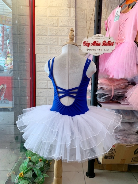 Váy múa dây đan xanh coban