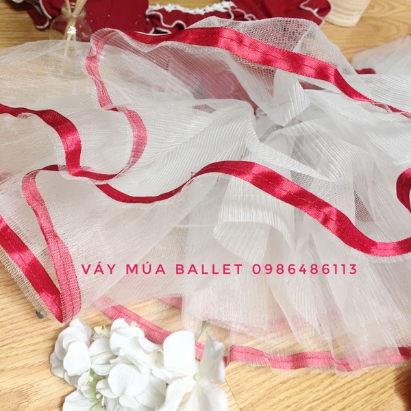 Váy múa bèo cổ tay bồng phối màu 5 tầng