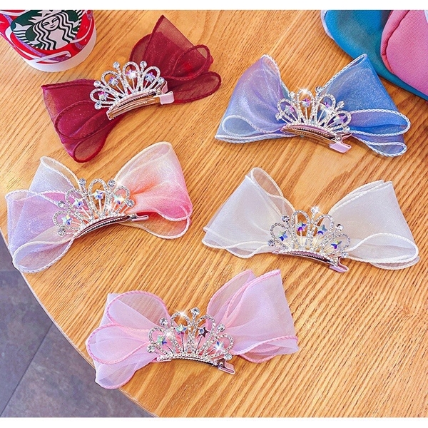 Kẹp nơ vương miện gắn đá