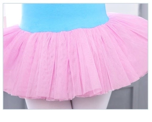 Váy múa nơ lưng phối màu dài tay (hồng, đen)