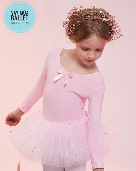 Váy múa đan lưng sao dài E (hồng, nâu, đỏ)