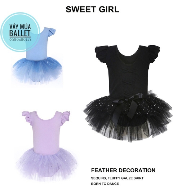 Váy múa tiên sao đan lưng đen