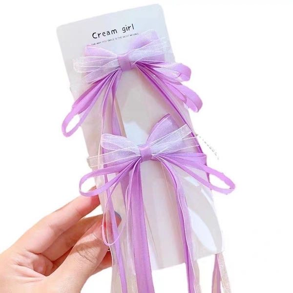 Set 2 kẹp tóc nơ ruy băng dài