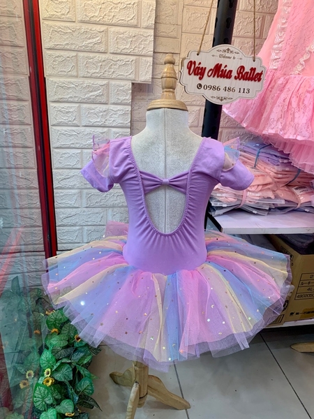 Váy múa tiên ngắn sao cầu vồng tím
